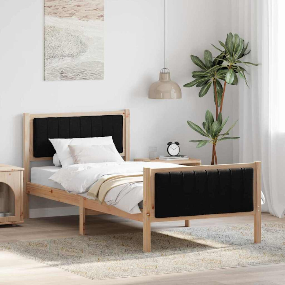 vidaXL Bedframe Bruin en zwart 90 x 200 cm Massief grenenhout vidaXL Bedframe Bruin en zwart 90 x 200 cm Massief grenenhout afbeelding 1