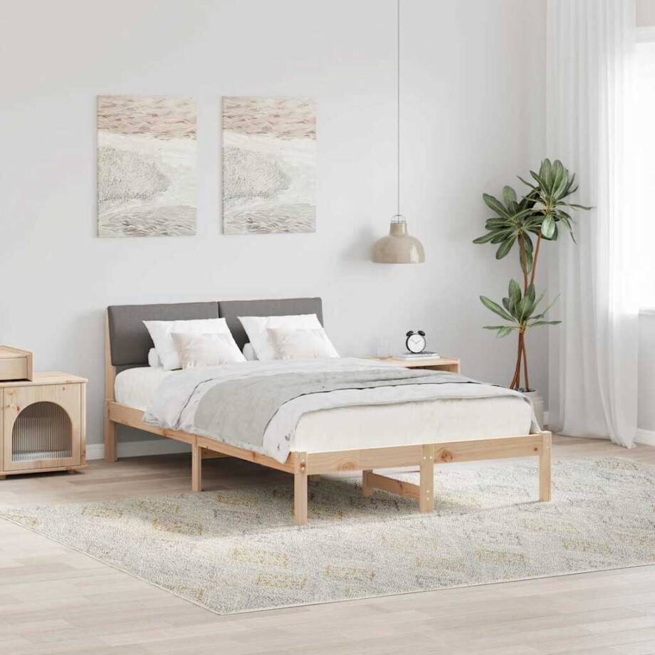 vidaXL Bedframe Bruin en taupe 120 x 200 cm Massief grenenhout vidaXL Bedframe Bruin en taupe 120 x 200 cm Massief grenenhout afbeelding 1