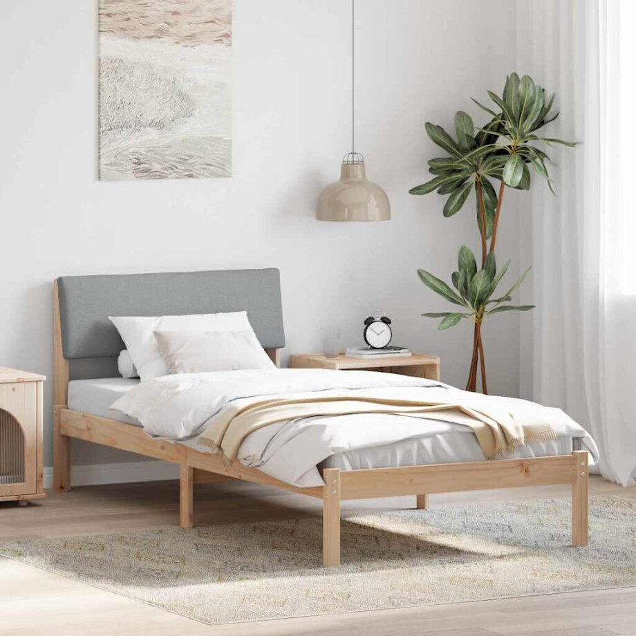 vidaXL Bedframe Bruin en lichtgrijs 90 x 200 cm Massief grenenhout vidaXL Bedframe Bruin en lichtgrijs 90 x 200 cm Massief grenenhout afbeelding 1
