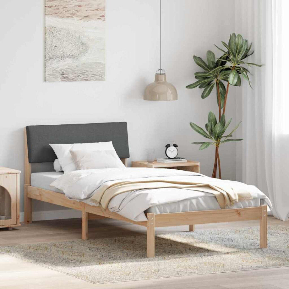 vidaXL Bedframe Bruin en donkergrijs 90 x 200 cm Massief grenenhout vidaXL Bedframe Bruin en donkergrijs 90 x 200 cm Massief grenenhout afbeelding 1