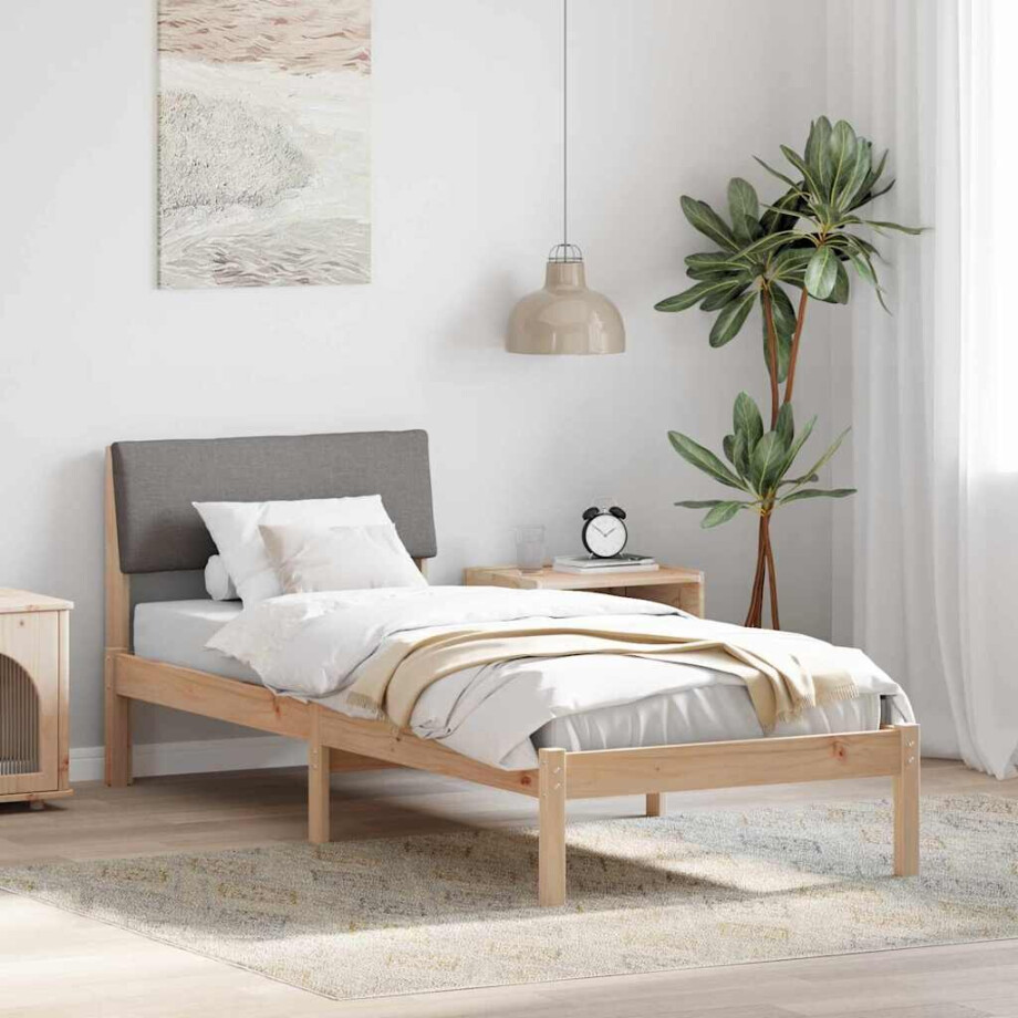 vidaXL Bedframe Bruin en taupe 80 x 200 cm Massief grenenhout afbeelding 1
