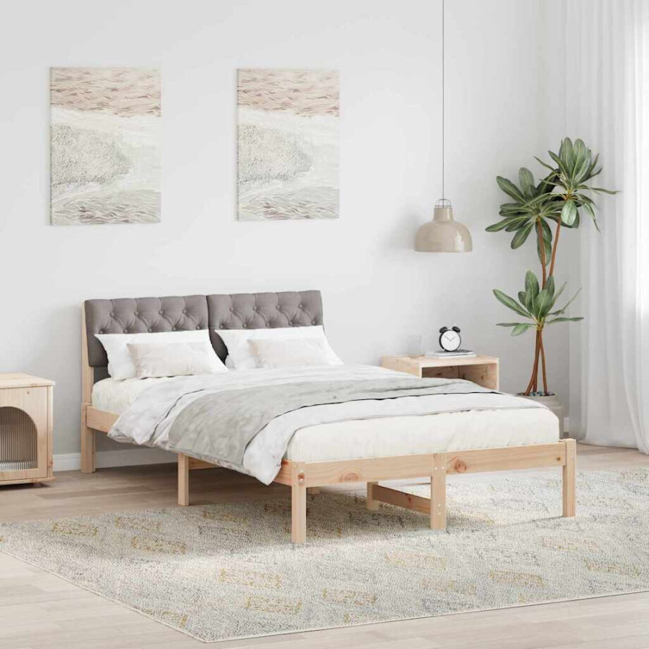 vidaXL Bedframe Bruin en taupe 120 x 200 cm Massief grenenhout vidaXL Bedframe Bruin en taupe 120 x 200 cm Massief grenenhout afbeelding 1
