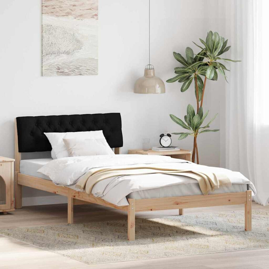 vidaXL Bedframe Bruin en zwart 100 x 200 cm Massief grenenhout vidaXL Bedframe Bruin en zwart 100 x 200 cm Massief grenenhout afbeelding 1