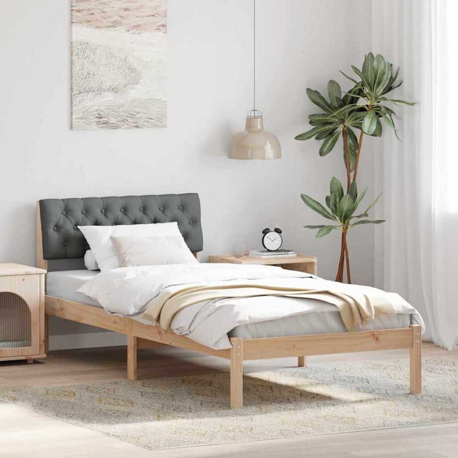 vidaXL Bedframe Bruin en donkergrijs 90 x 200 cm Massief grenenhout vidaXL Bedframe Bruin en donkergrijs 90 x 200 cm Massief grenenhout afbeelding 1