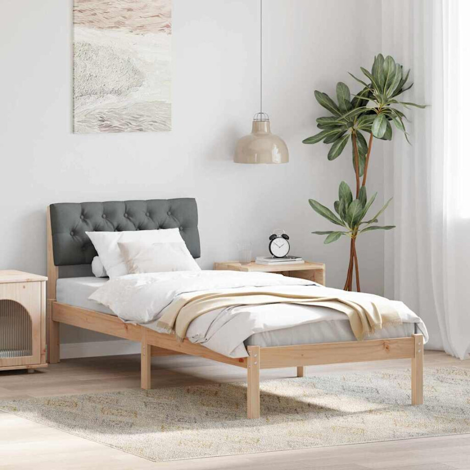vidaXL Bedframe Bruin en donkergrijs 80 x 200 cm Massief grenenhout afbeelding 1