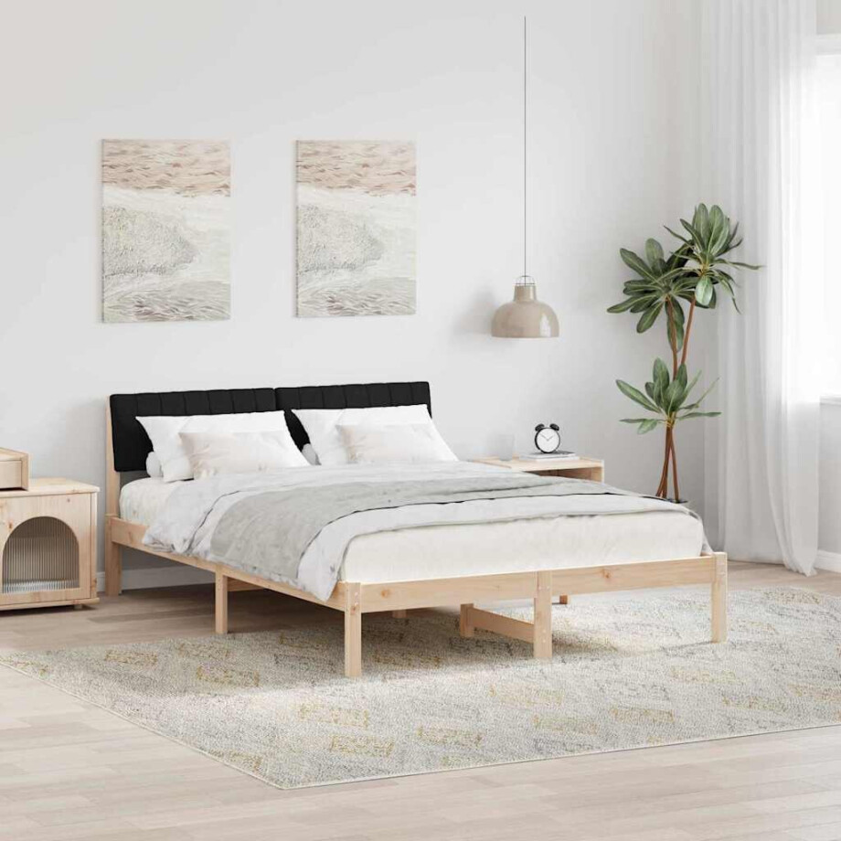 vidaXL Bedframe Bruin en zwart 135 x 190 cm Massief grenenhout vidaXL Bedframe Bruin en zwart 135 x 190 cm Massief grenenhout afbeelding 1