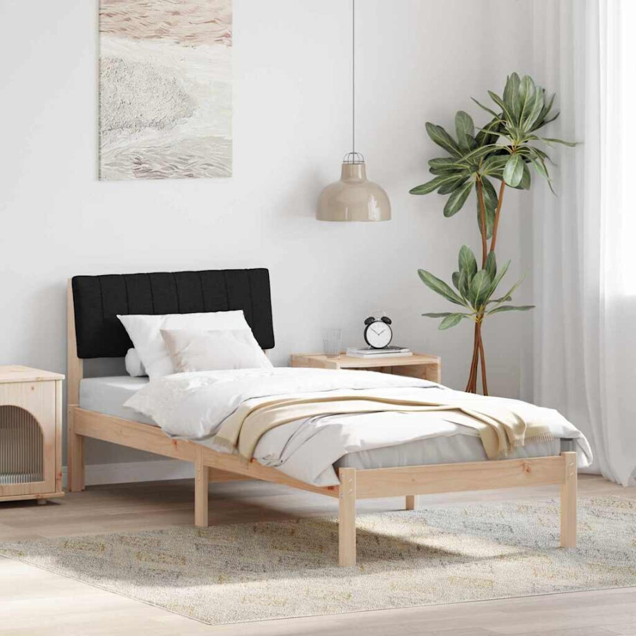 vidaXL Bedframe Bruin en zwart 75 x 190 cm Massief grenenhout afbeelding 1