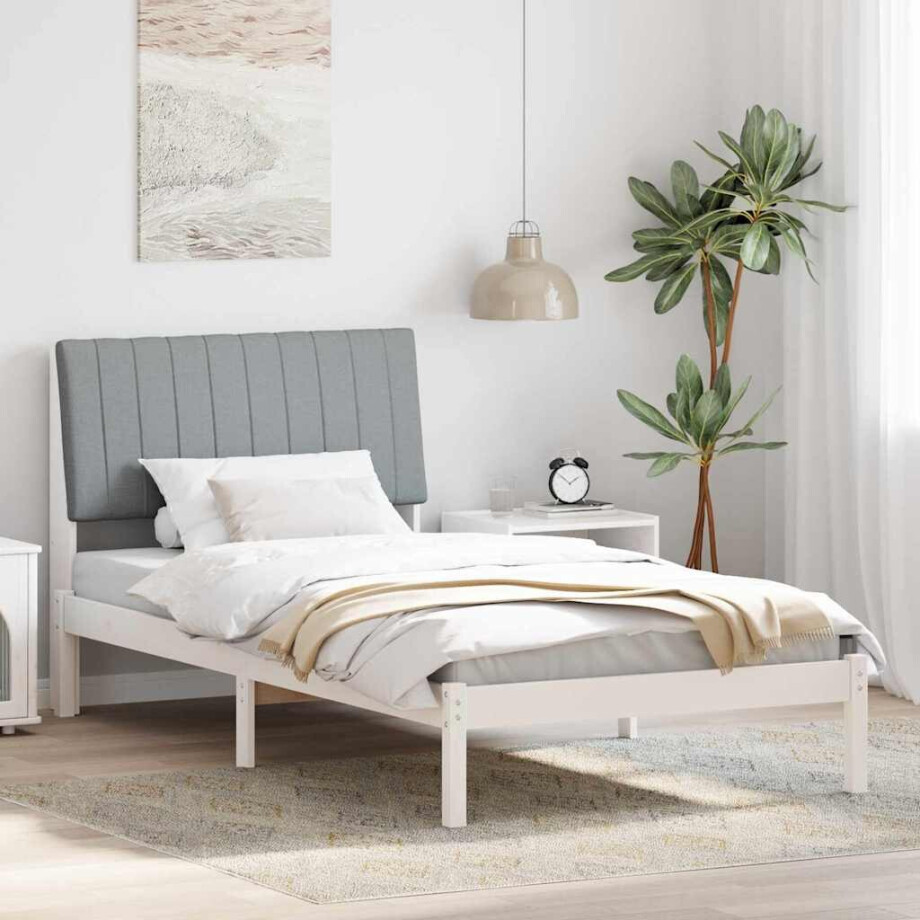 vidaXL Bedframe met hoofdeinde Wit 100 x 200 cm Massief grenenhout vidaXL Bedframe met hoofdeinde Wit 100 x 200 cm Massief grenenhout afbeelding 1