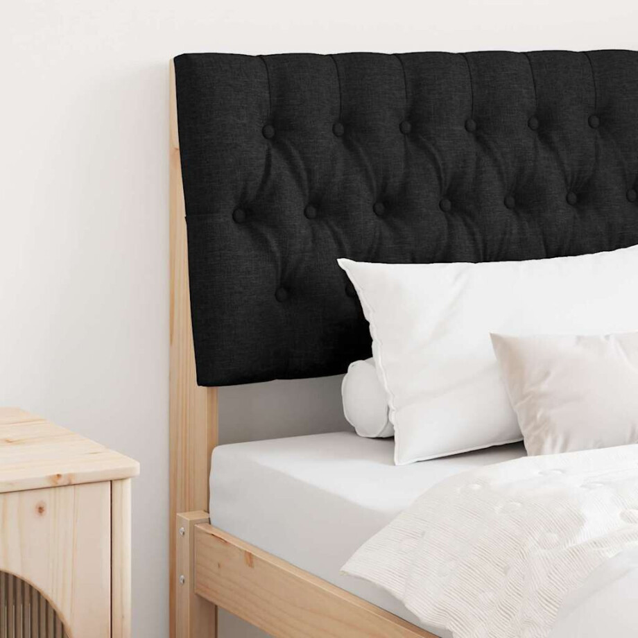 vidaXL Gestoffeerd hoofdbord Zwart 90 cm Massief grenenhout afbeelding 1