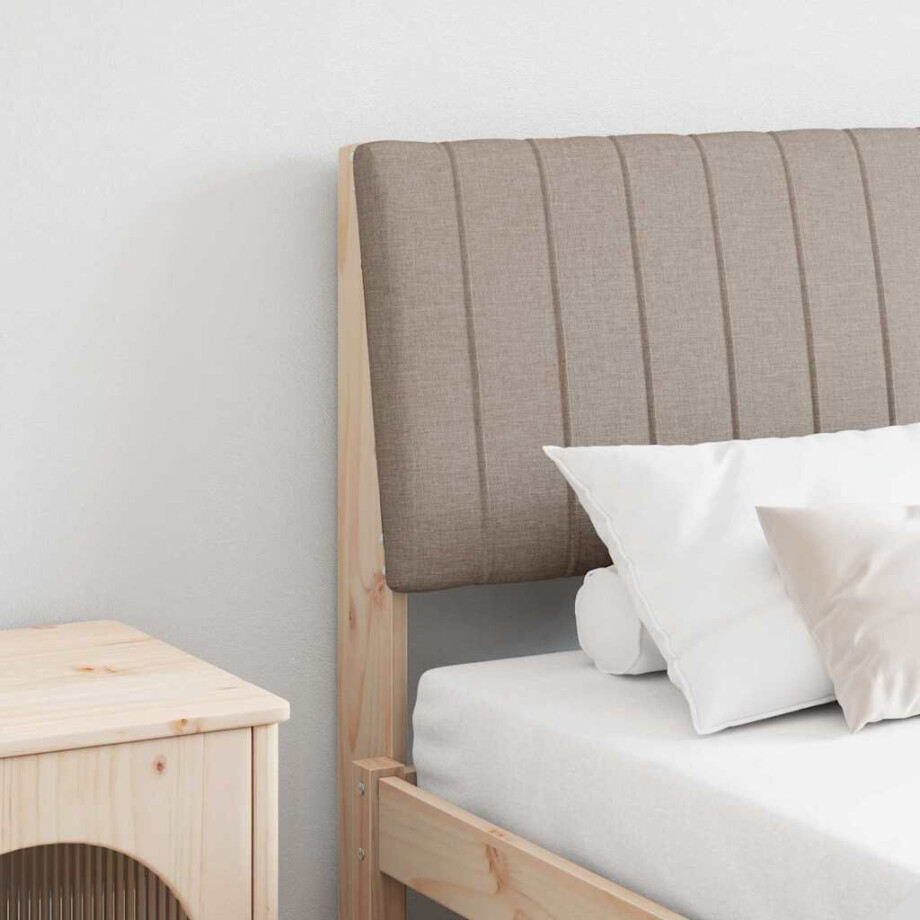 vidaXL Gestoffeerd hoofdbord Taupe 150 cm Massief grenenhout afbeelding 1