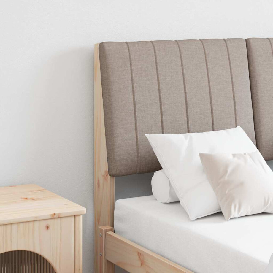 vidaXL Gestoffeerd hoofdbord Taupe 120 cm Massief grenenhout afbeelding 1