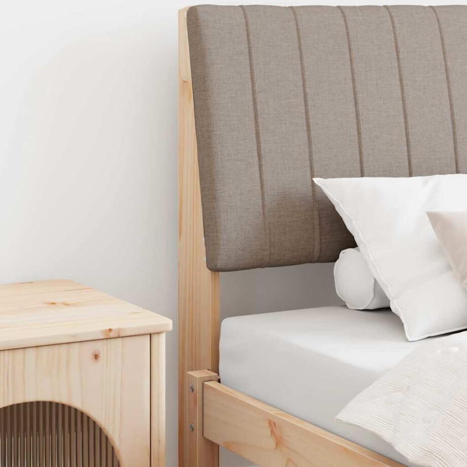 vidaXL Gestoffeerd hoofdbord Taupe 100 cm Massief grenenhout vidaXL Gestoffeerd hoofdbord Taupe 100 cm Massief grenenhout afbeelding 1