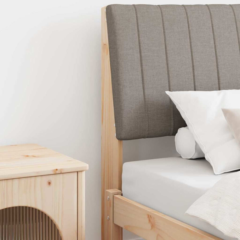 vidaXL Gestoffeerd hoofdbord Taupe 90 cm Massief grenenhout afbeelding 1