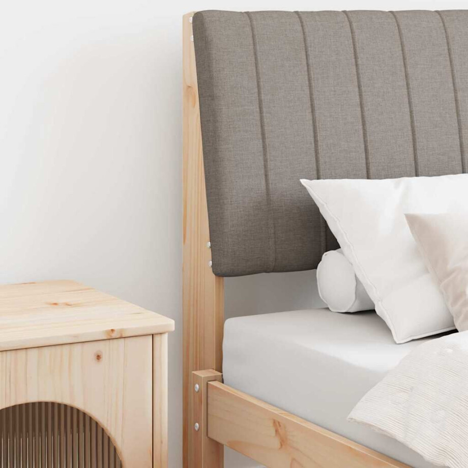 vidaXL Gestoffeerd hoofdbord Taupe 80 cm Massief grenenhout afbeelding 1