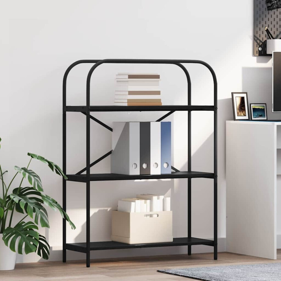 vidaXL Boekenkast Zwart Eiken 80 x 30 x 109 cm Bewerkt hout vidaXL Boekenkast Zwart Eiken 80 x 30 x 109 cm Bewerkt hout afbeelding 1