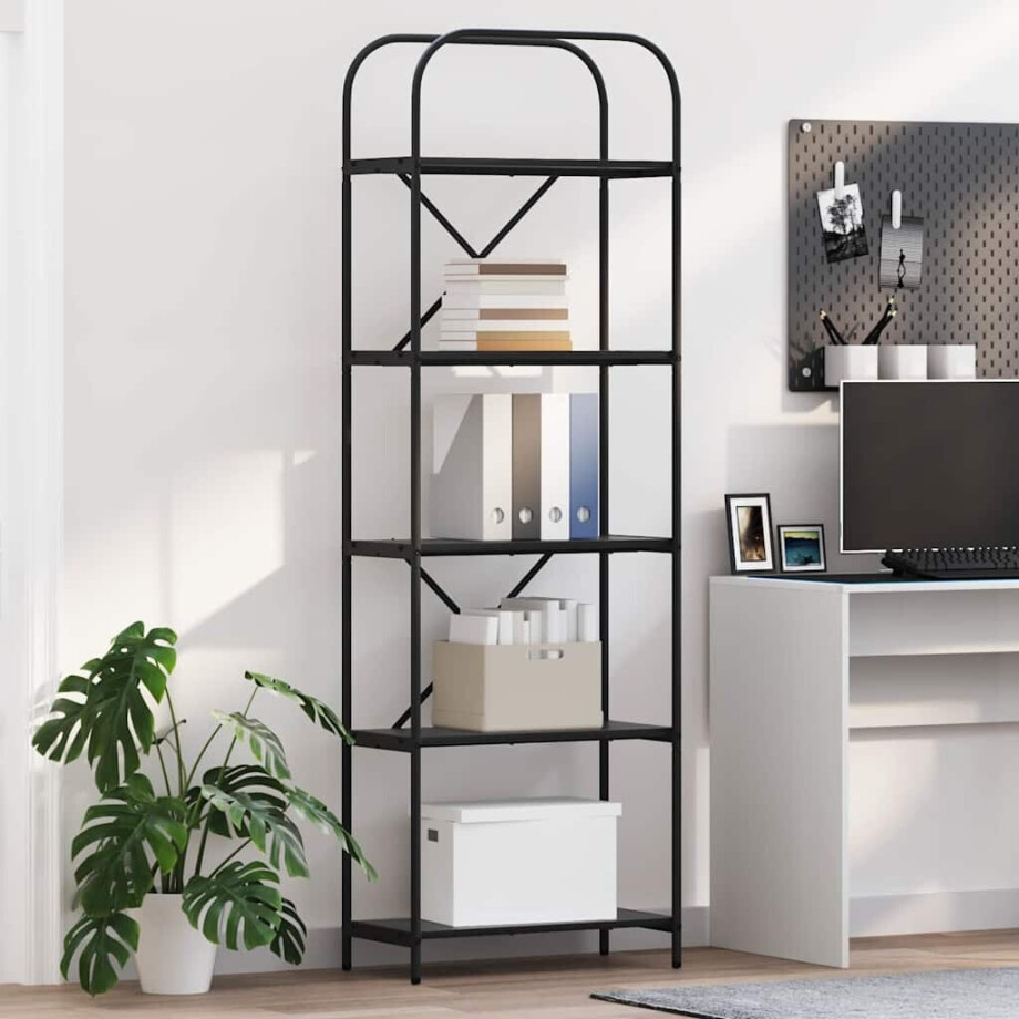 vidaXL Boekenkast Zwart Eiken 60 x 30 x 183 cm Bewerkt hout afbeelding 1