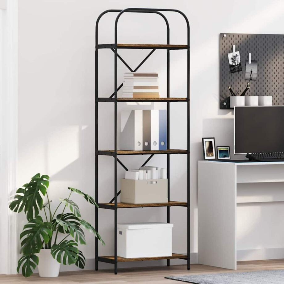 vidaXL Boekenkast Gerookt eiken 60 x 30 x 183 cm Bewerkt hout afbeelding 1