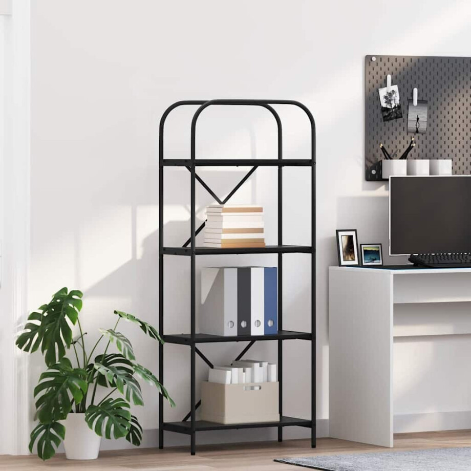 vidaXL Boekenkast Zwart Eiken 60 x 30 x 146 cm Bewerkt hout afbeelding 1