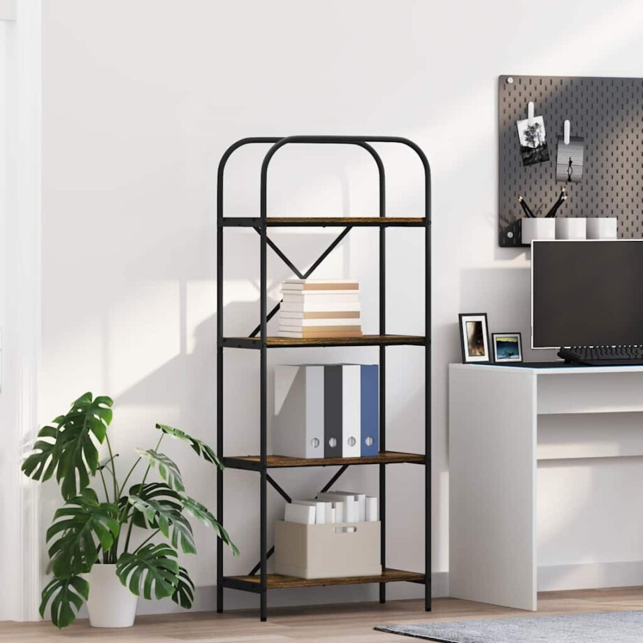 vidaXL Boekenkast Gerookt eiken 60 x 30 x 146 cm Bewerkt hout vidaXL Boekenkast Gerookt eiken 60 x 30 x 146 cm Bewerkt hout afbeelding 1