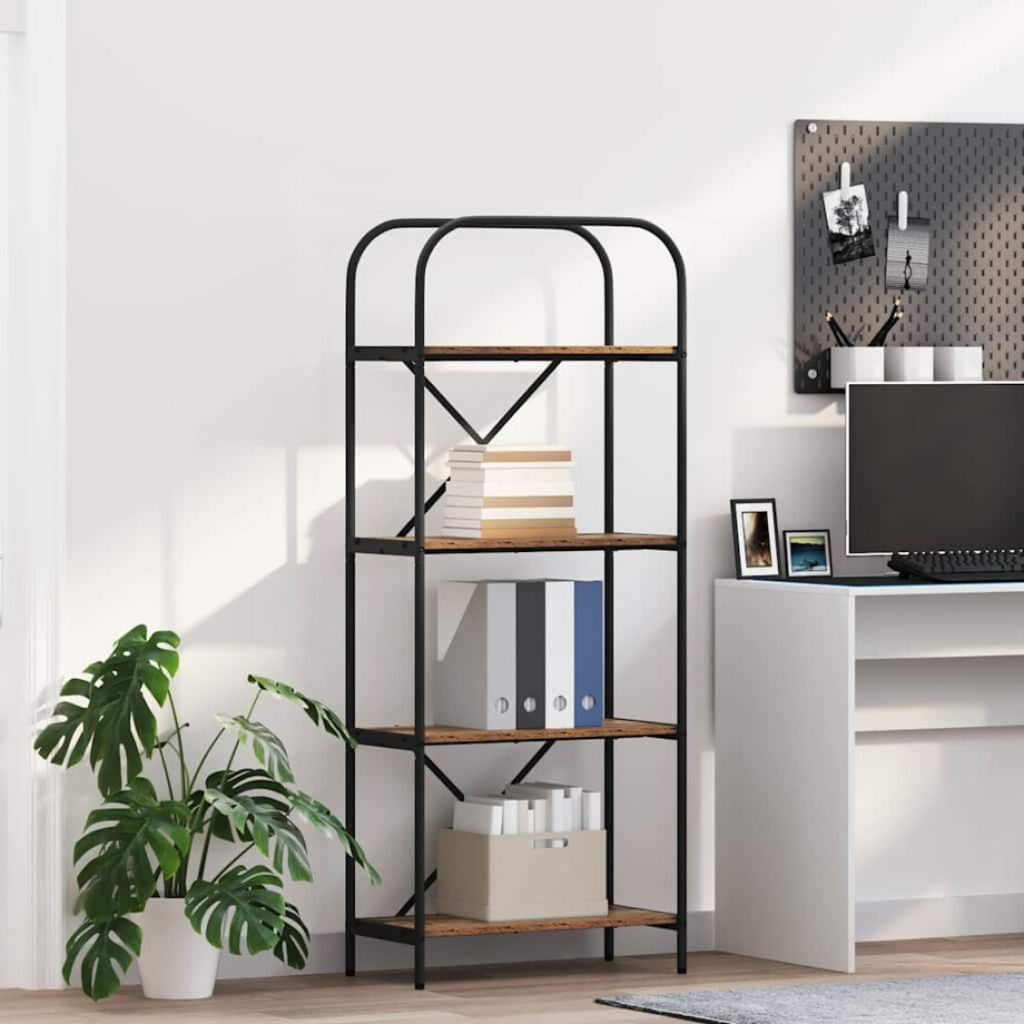 vidaXL Boekenkast Oudhout 60 x 30 x 146 cm Bewerkt hout afbeelding 1