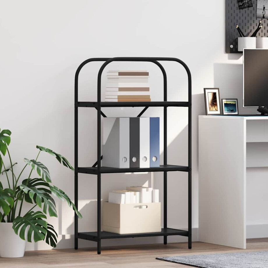 vidaXL Boekenkast Zwart Eiken 60 x 30 x 109 cm Bewerkt hout afbeelding 1