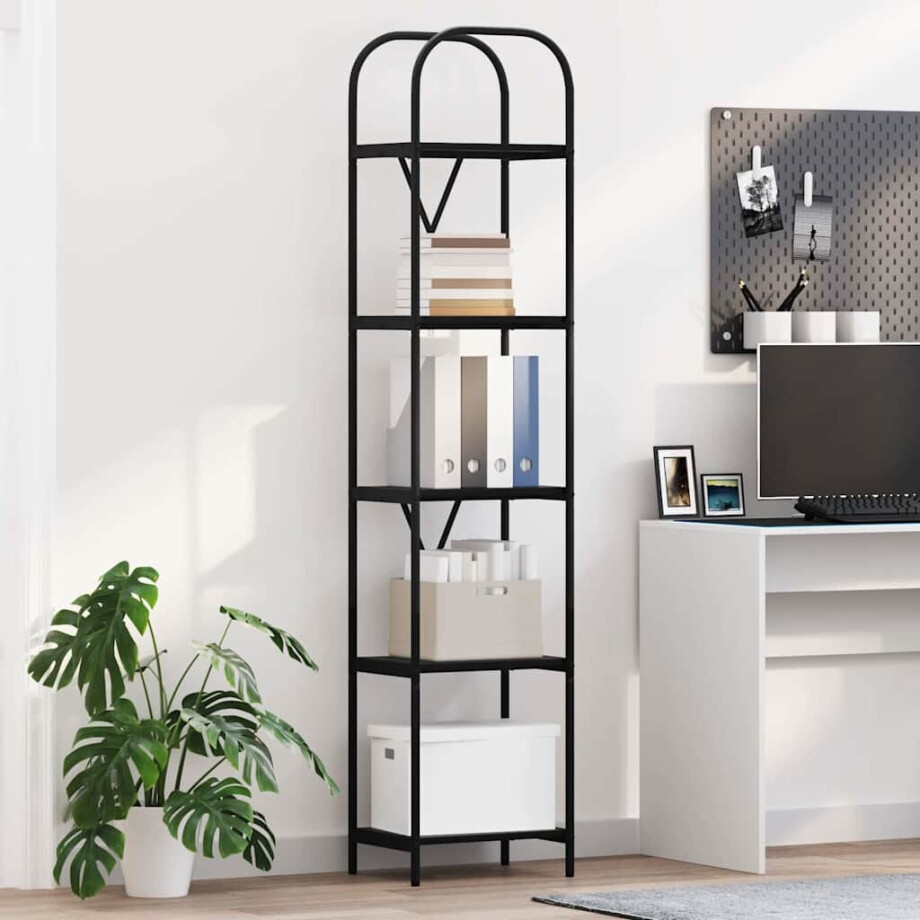 vidaXL Boekenkast Zwart Eiken 40 x 30 x 183 cm Bewerkt hout afbeelding 1