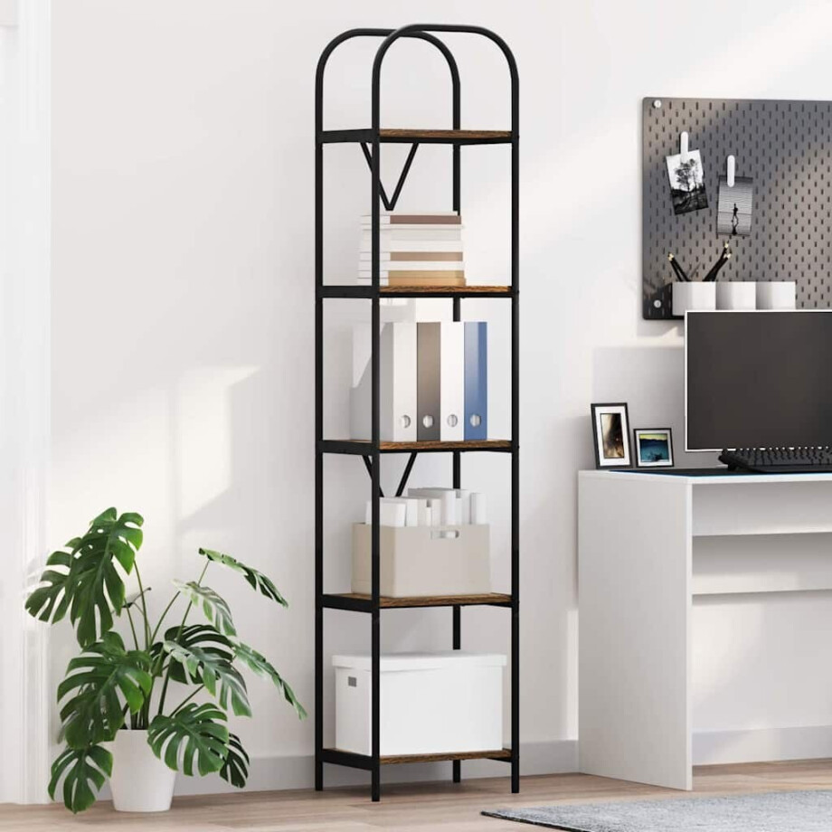 vidaXL Boekenkast Gerookt eiken 40 x 30 x 183 cm Bewerkt hout afbeelding 1