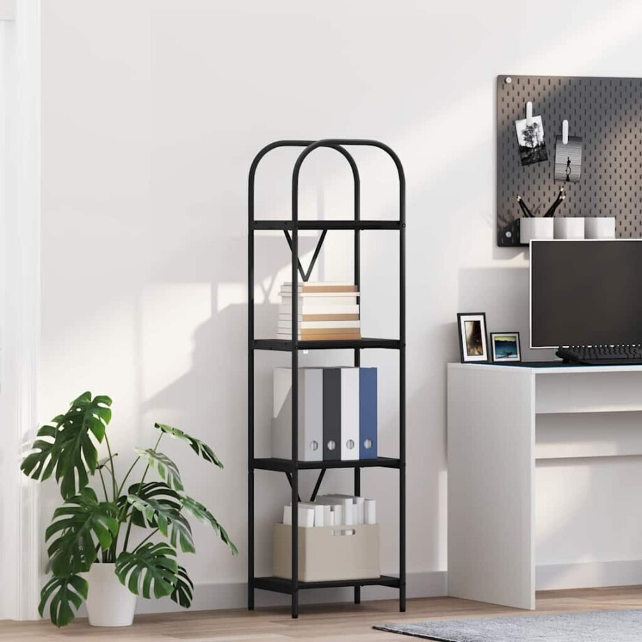 vidaXL Boekenkast Zwart Eiken 40 x 30 x 146 cm Bewerkt hout vidaXL Boekenkast Zwart Eiken 40 x 30 x 146 cm Bewerkt hout afbeelding 1