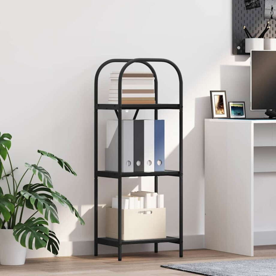vidaXL Boekenkast Zwart Eiken 40 x 30 x 109 cm Bewerkt hout vidaXL Boekenkast Zwart Eiken 40 x 30 x 109 cm Bewerkt hout afbeelding 1