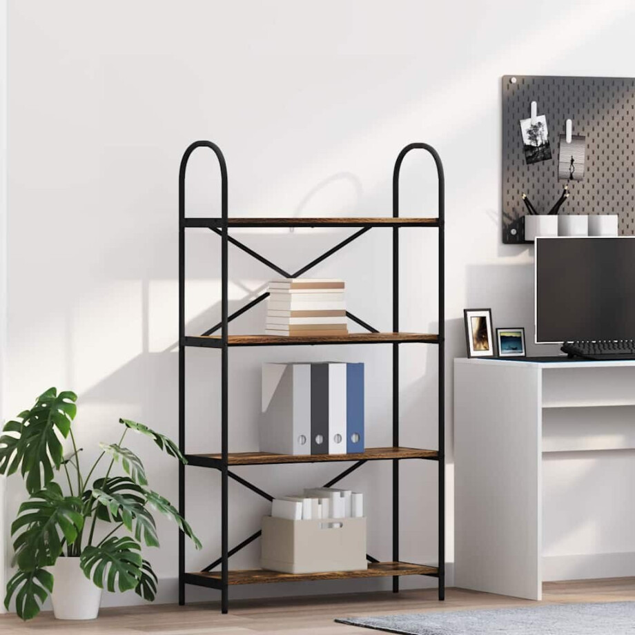 vidaXL Boekenkast Gerookt eiken 80 x 30 x 146 cm Bewerkt hout afbeelding 1