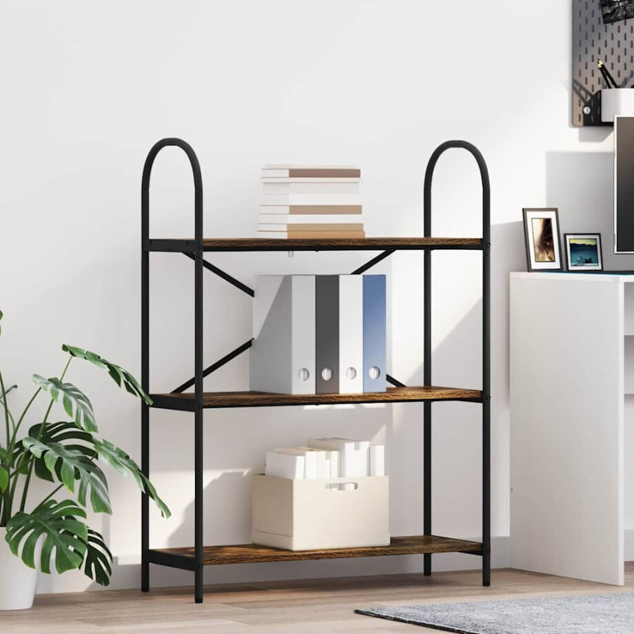 vidaXL Boekenkast Gerookt eiken 80 x 30 x 109 cm Bewerkt hout vidaXL Boekenkast Gerookt eiken 80 x 30 x 109 cm Bewerkt hout afbeelding 1