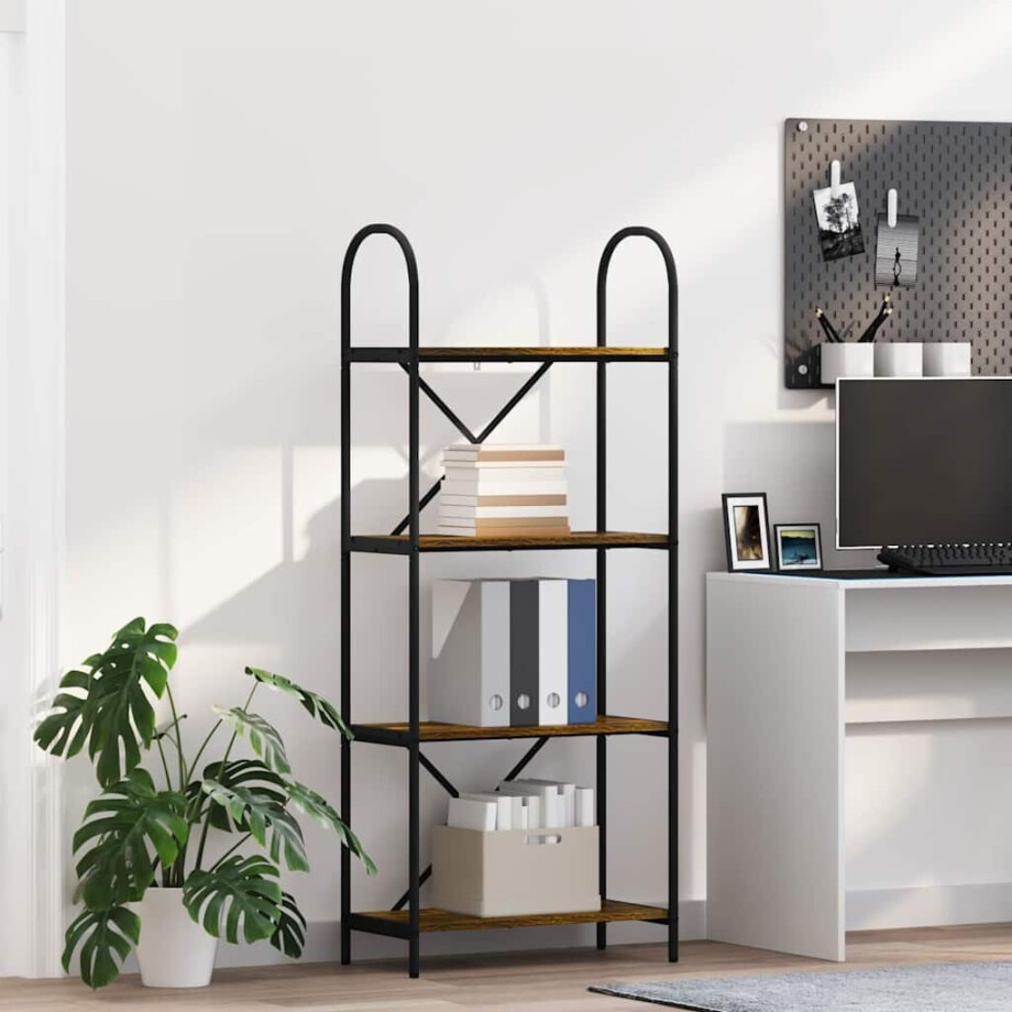 vidaXL Boekenkast Gerookt eiken 60 x 30 x 146 cm Bewerkt hout afbeelding 1
