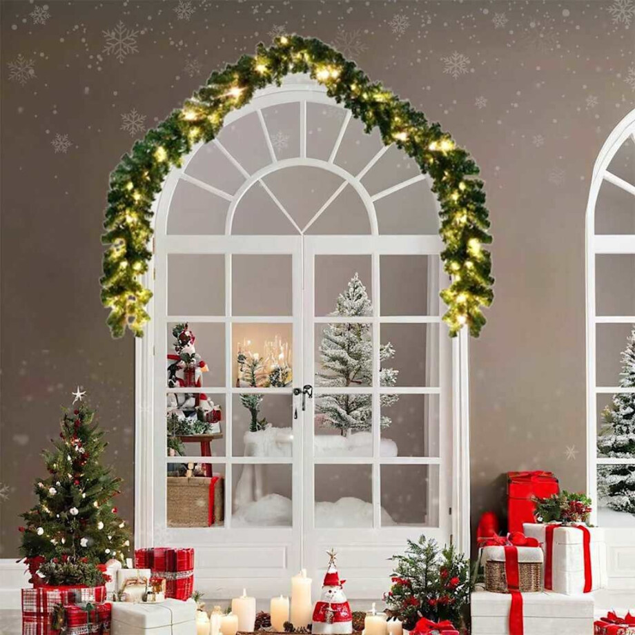 vidaXL Kerstkrans met 600 LED 2 pcs Groen PVC afbeelding 1
