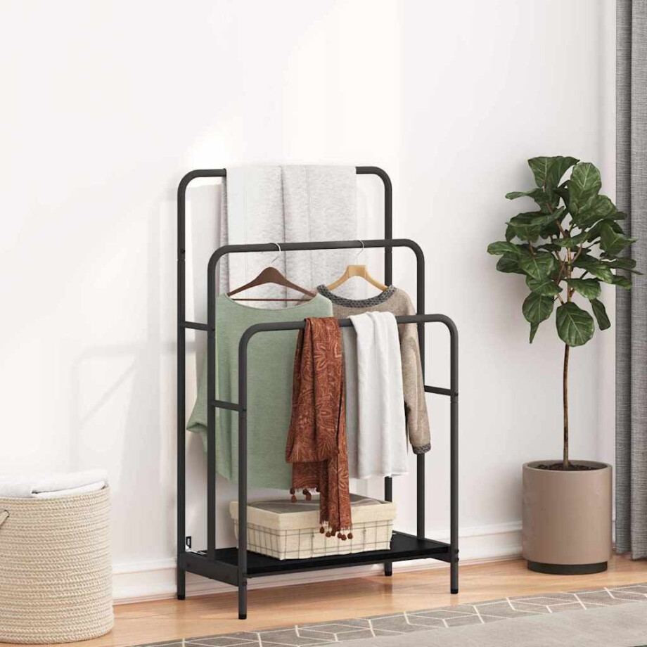 vidaXL Kledingrek Zwart eiken 60 x 30 x 100.5 cm Bewerkt hout vidaXL Kledingrek Zwart eiken 60 x 30 x 100.5 cm Bewerkt hout afbeelding 1