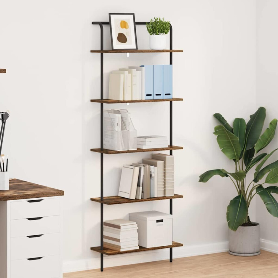 vidaXL Boekenkast Gerookt eiken 60 x 24 x 168 cm Bewerkt hout afbeelding 1