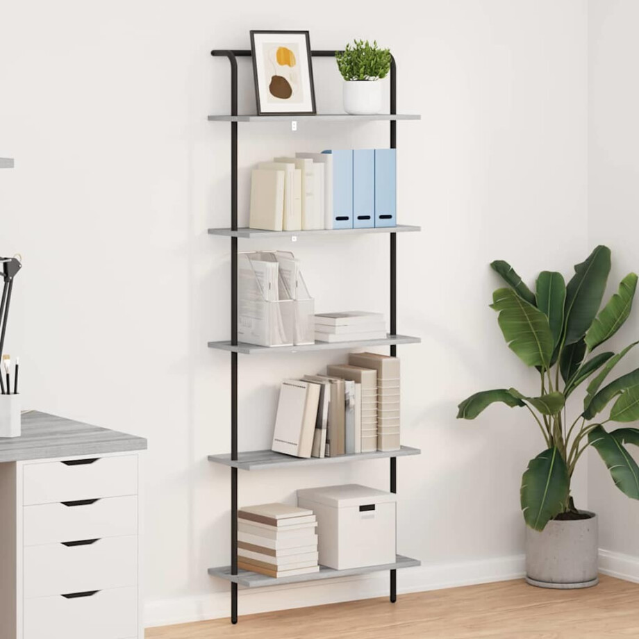vidaXL Boekenkast Grijs Sonoma 60 x 24 x 168 cm Bewerkt hout afbeelding 1