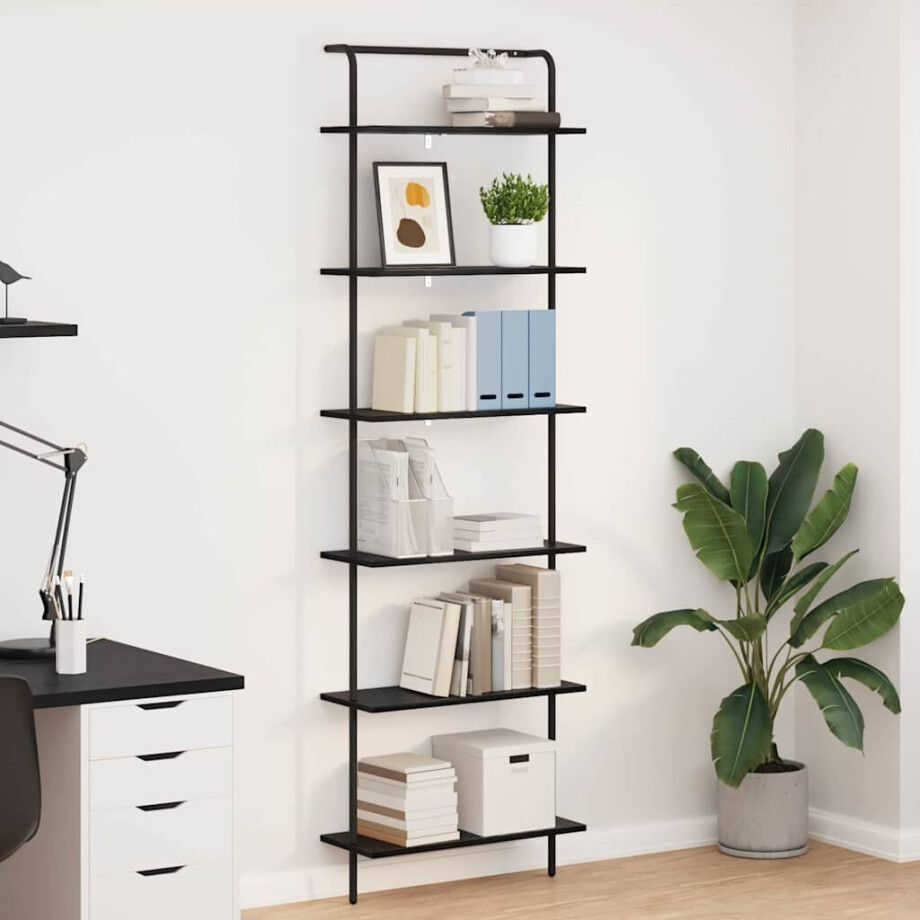 vidaXL Boekenkast Zwart eiken 60 x 24 x 203 cm Bewerkt hout afbeelding 1