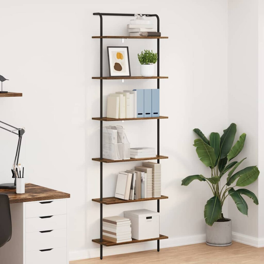 vidaXL Boekenkast Gerookt eiken 60 x 24 x 203 cm Bewerkt hout vidaXL Boekenkast Gerookt eiken 60 x 24 x 203 cm Bewerkt hout afbeelding 1