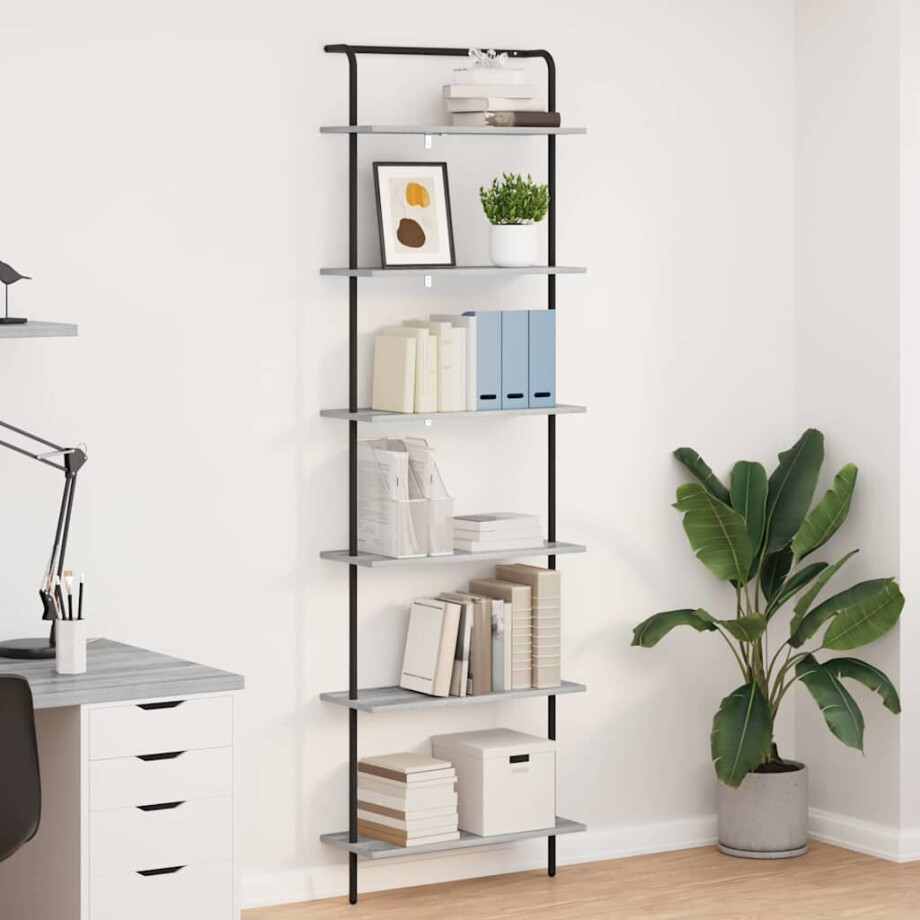vidaXL Boekenkast Grijs Sonoma 60 x 24 x 203 cm Bewerkt hout afbeelding 1