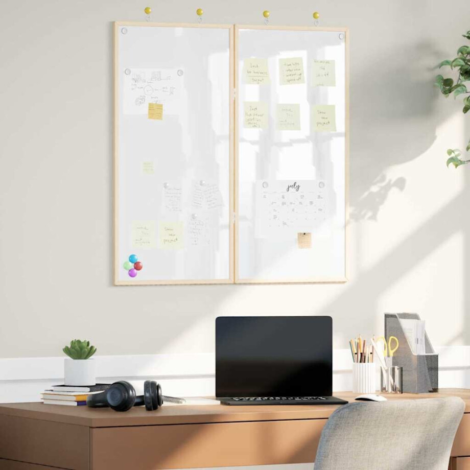 vidaXL Bulletinbord Wit 80 x 80 x 1.4 cm Massief grenenhout afbeelding 1