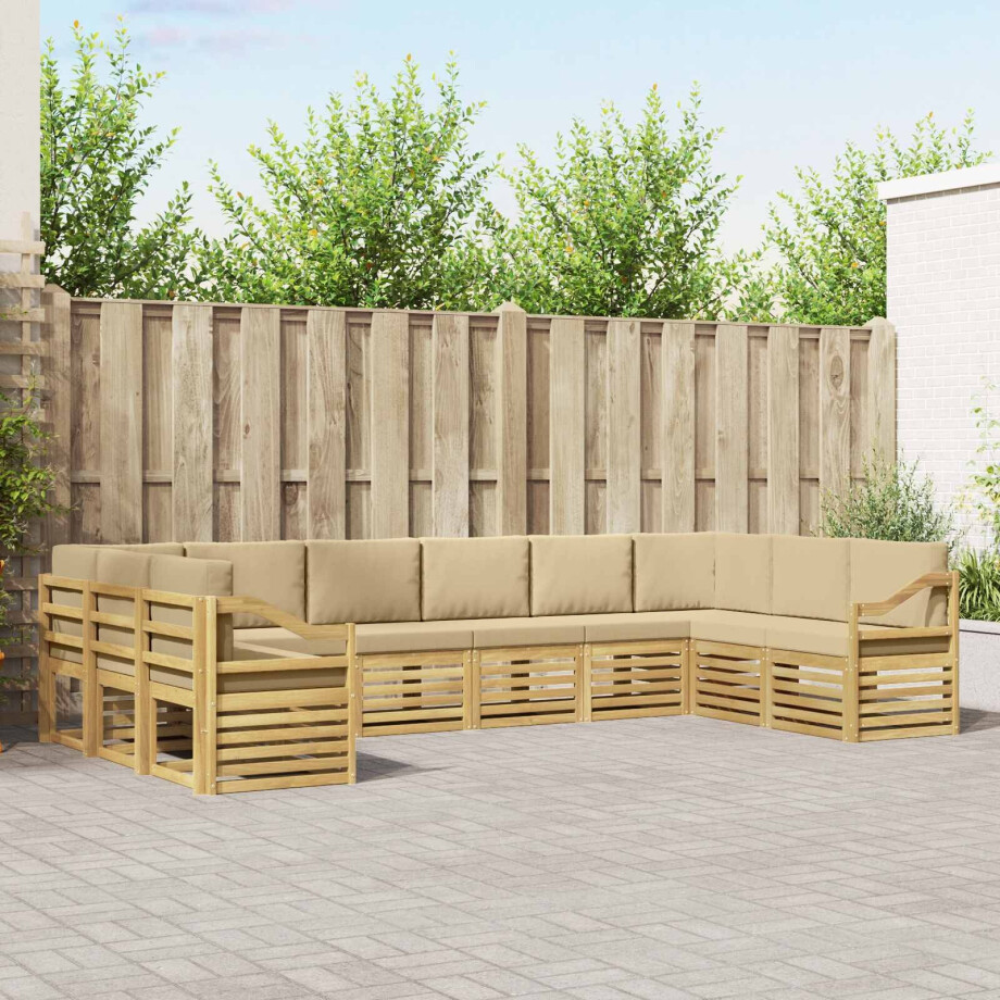 vidaXL Hoekbank Set 10 pcs Wit en Beige 363 x 185,5 x 73 cm Polyester vidaXL Hoekbank Set 10 pcs Wit en Beige 363 x 185,5 x 73 cm Polyester afbeelding 1
