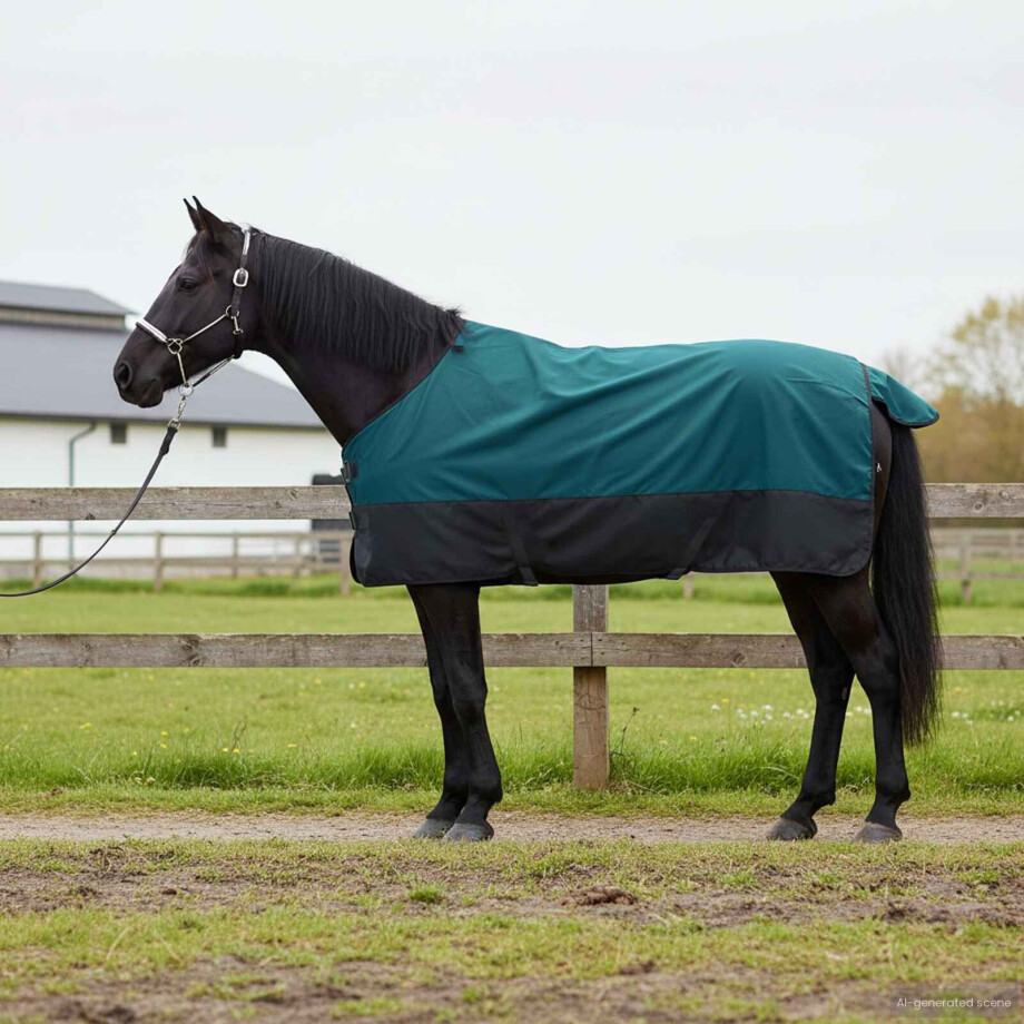 vidaXL Paardendeken Donkergroen en Zwart 115 cm Polyester afbeelding 1