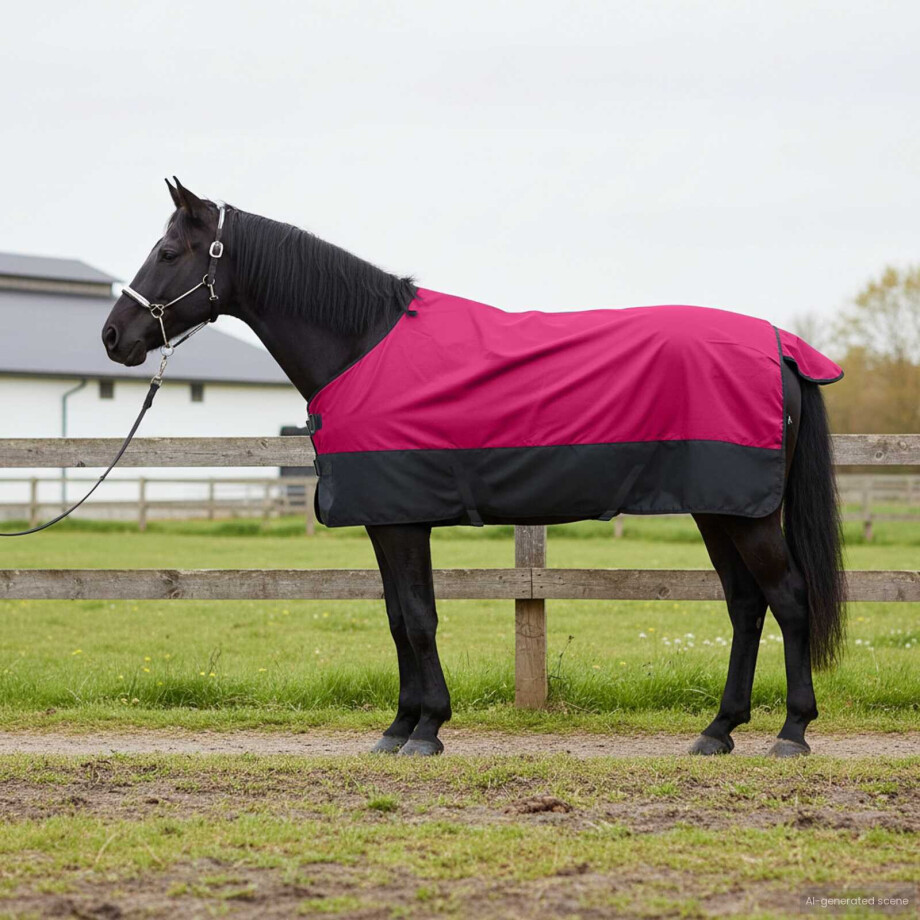 vidaXL Paardendeken Roze en Zwart 155 cm Polyester afbeelding 1