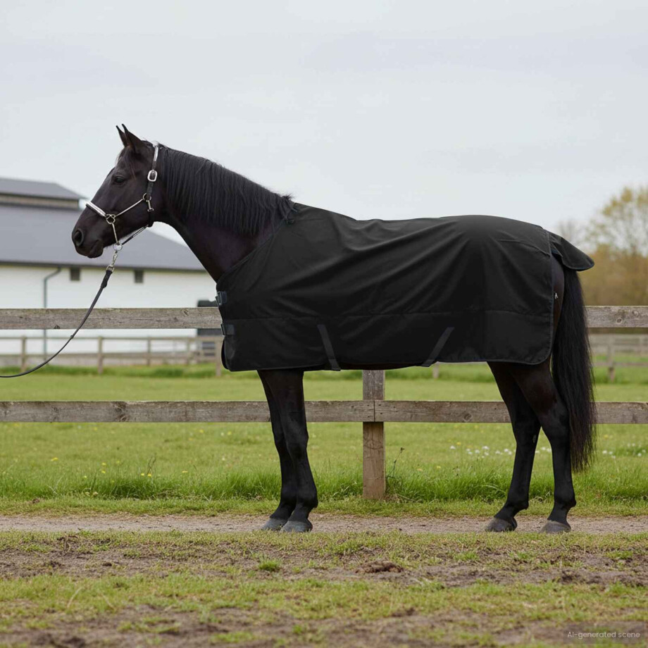vidaXL Paardendeken Donkergroen en Zwart 115 cm Polyester afbeelding 1