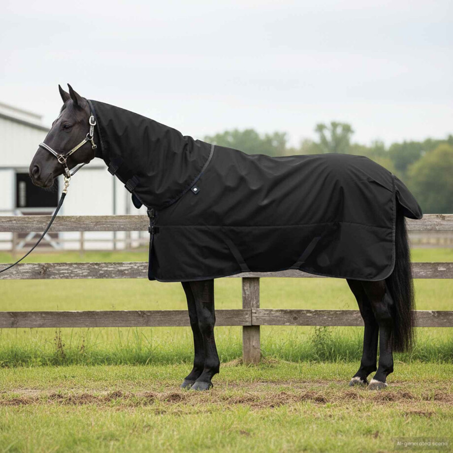 vidaXL Paardendeken Donkergroen en Zwart 125 cm Polyester afbeelding 1