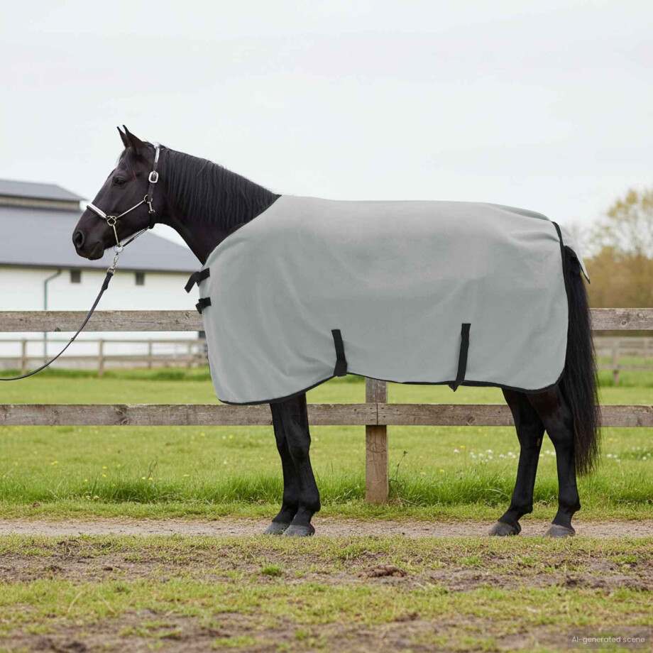 vidaXL Paardendeken Volledig Lichtgrijs en Roze 95 cm Polyester afbeelding 1