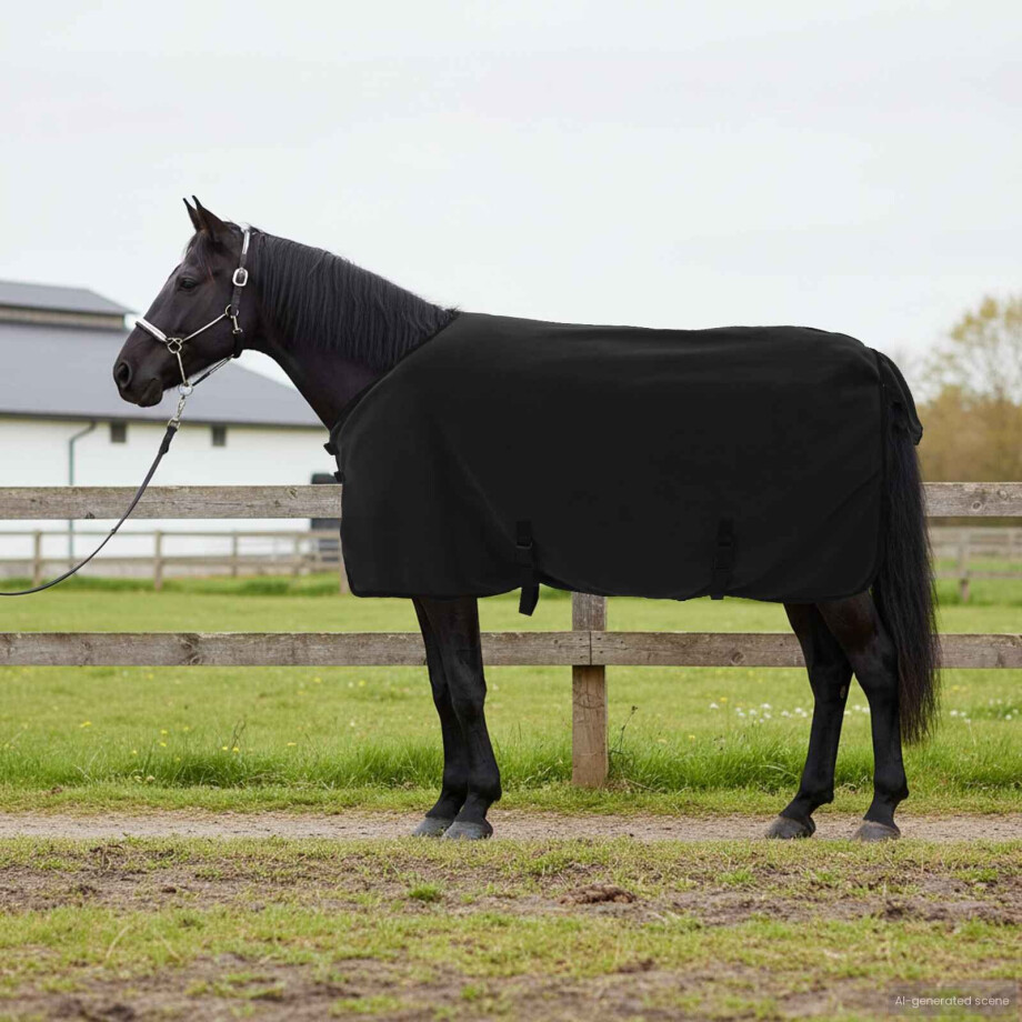 vidaXL Paardendeken Zwart 115 cm Polyester afbeelding 1