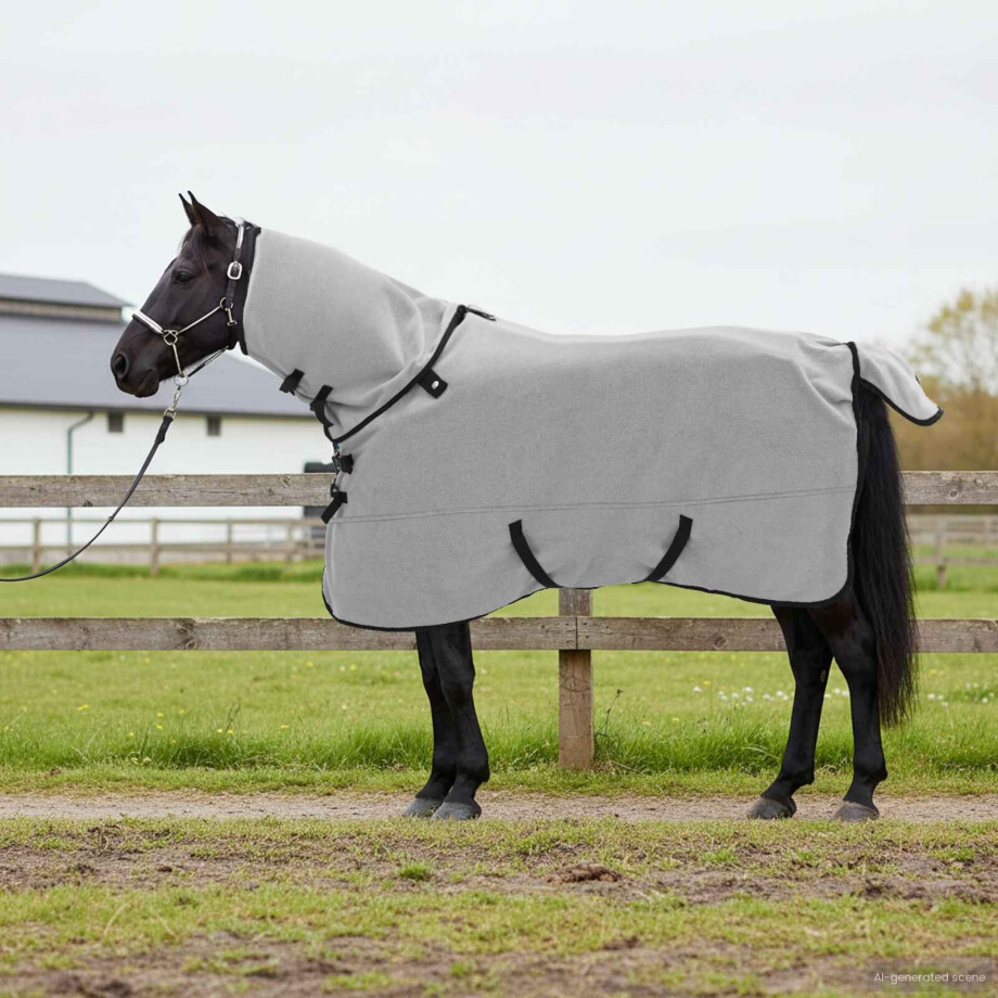 vidaXL Paardendeken Volledig Lichtgrijs en Roze 125 cm Polyester afbeelding 1