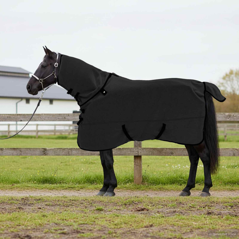vidaXL Paardendeken Zwart 165 cm Polyester afbeelding 1