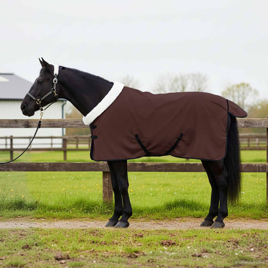 vidaXL Paardendeken Volledig Donkerbruin 115 cm Polar fleece afbeelding 1